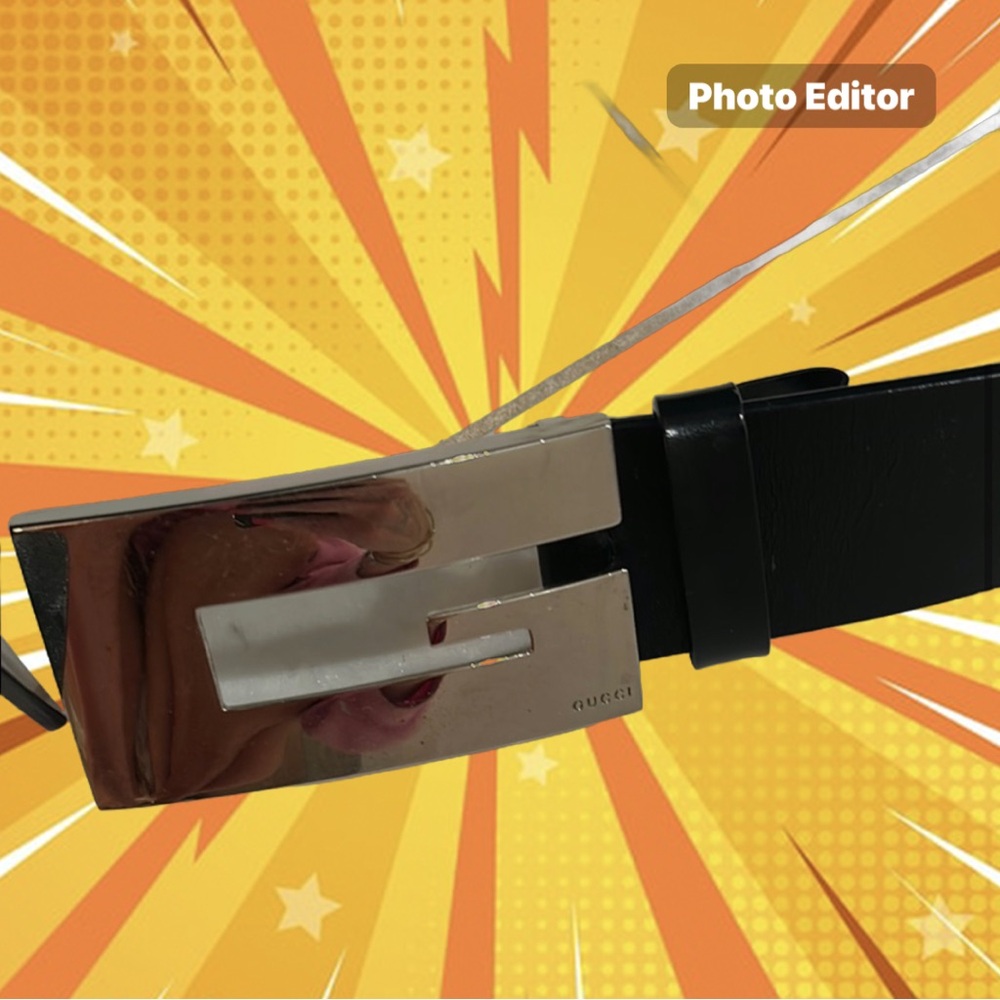 Gucci Black Belt with Silver Buckle